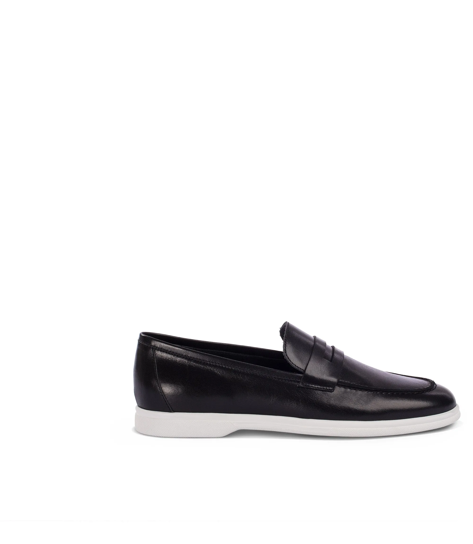 Black nappa leather penny loafers