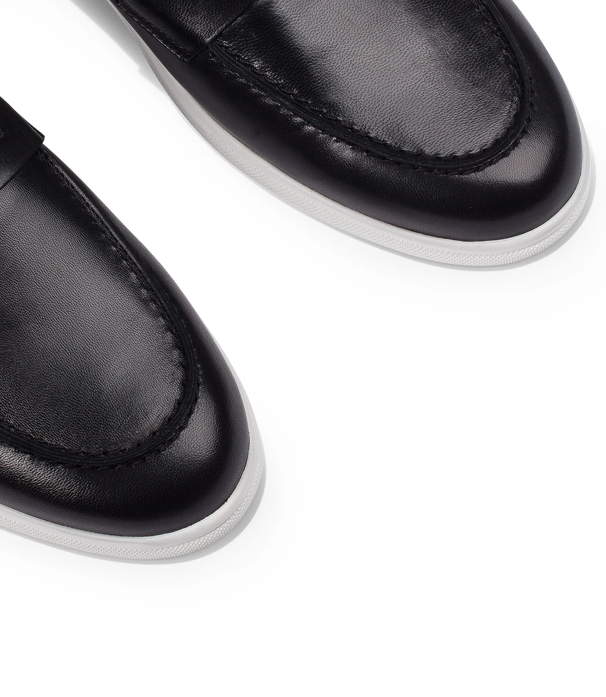 Black nappa leather penny loafers