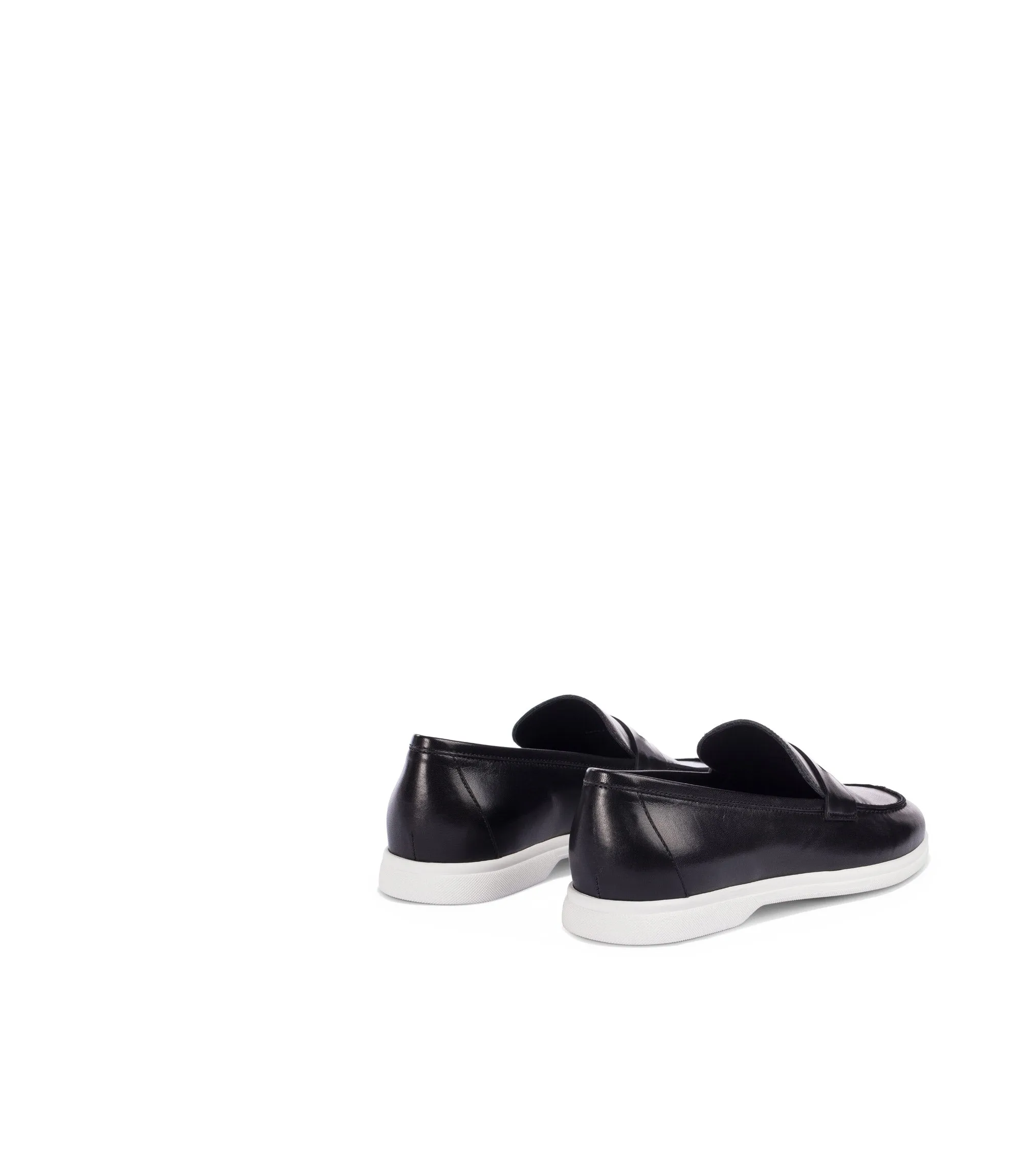 Black nappa leather penny loafers