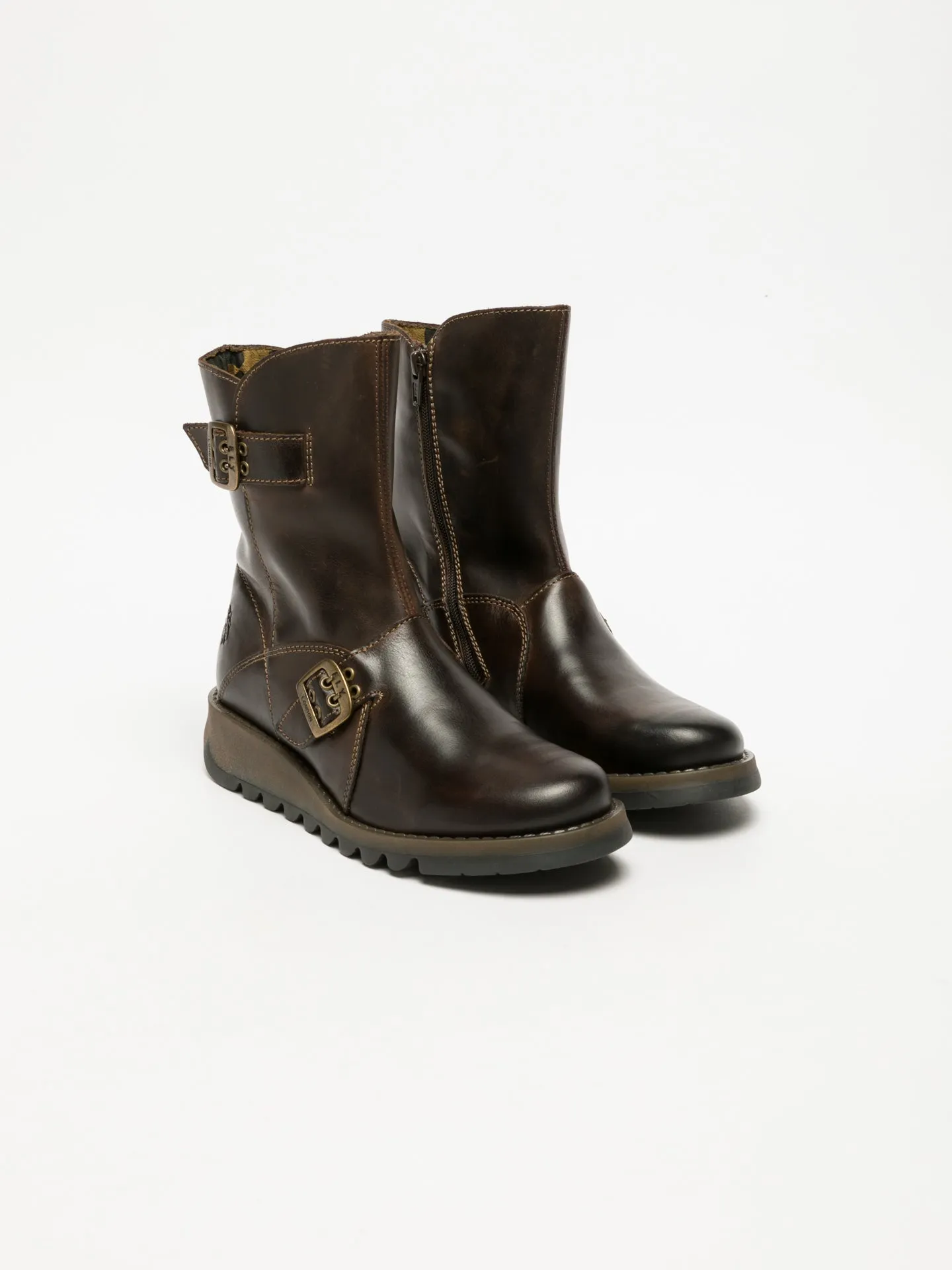 Brown Zip Up Ankle Boots