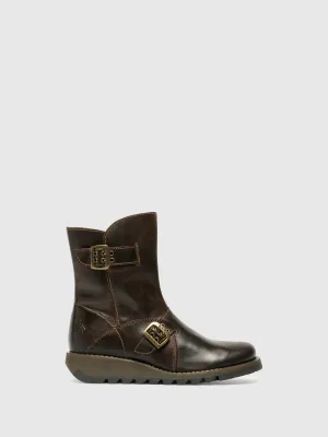 Brown Zip Up Ankle Boots