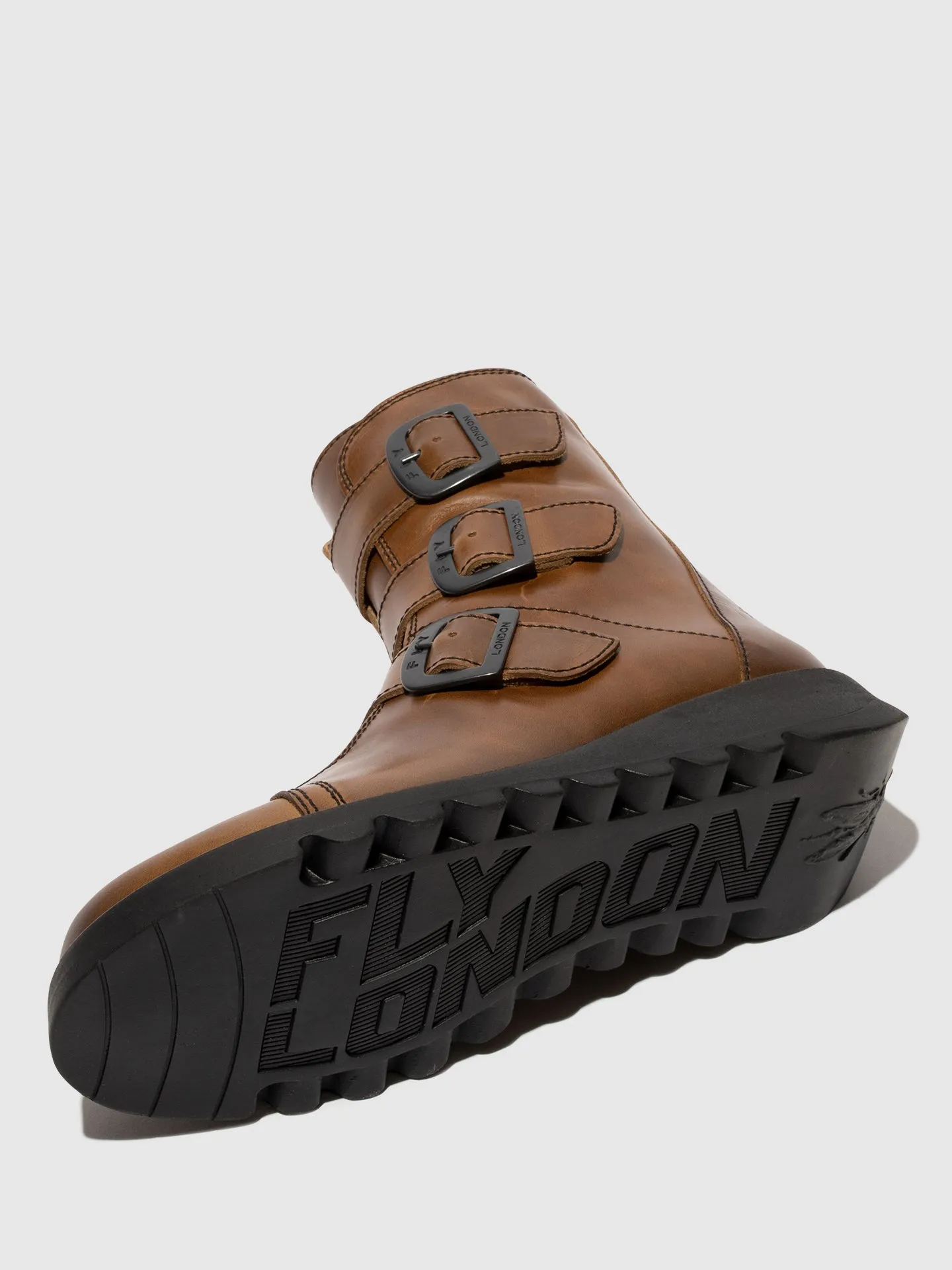 Buckle Ankle Boots SCOP110FLY CAMEL (BLACK SOLE)