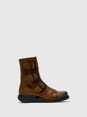 Buckle Ankle Boots SCOP110FLY CAMEL (BLACK SOLE)