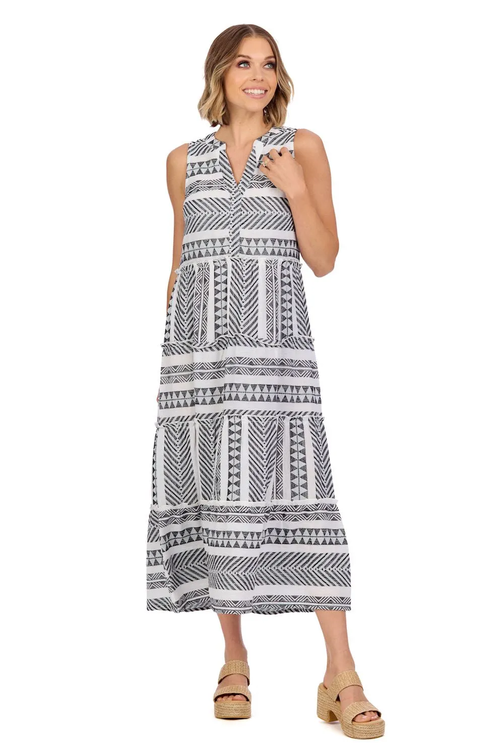 Burke Jacquard Midi Dress • Black & White