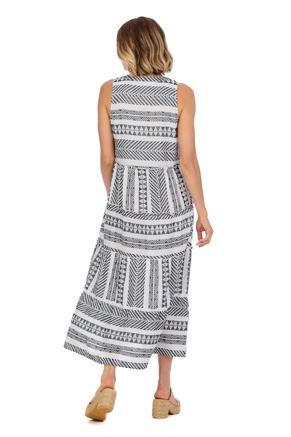 Burke Jacquard Midi Dress • Black & White