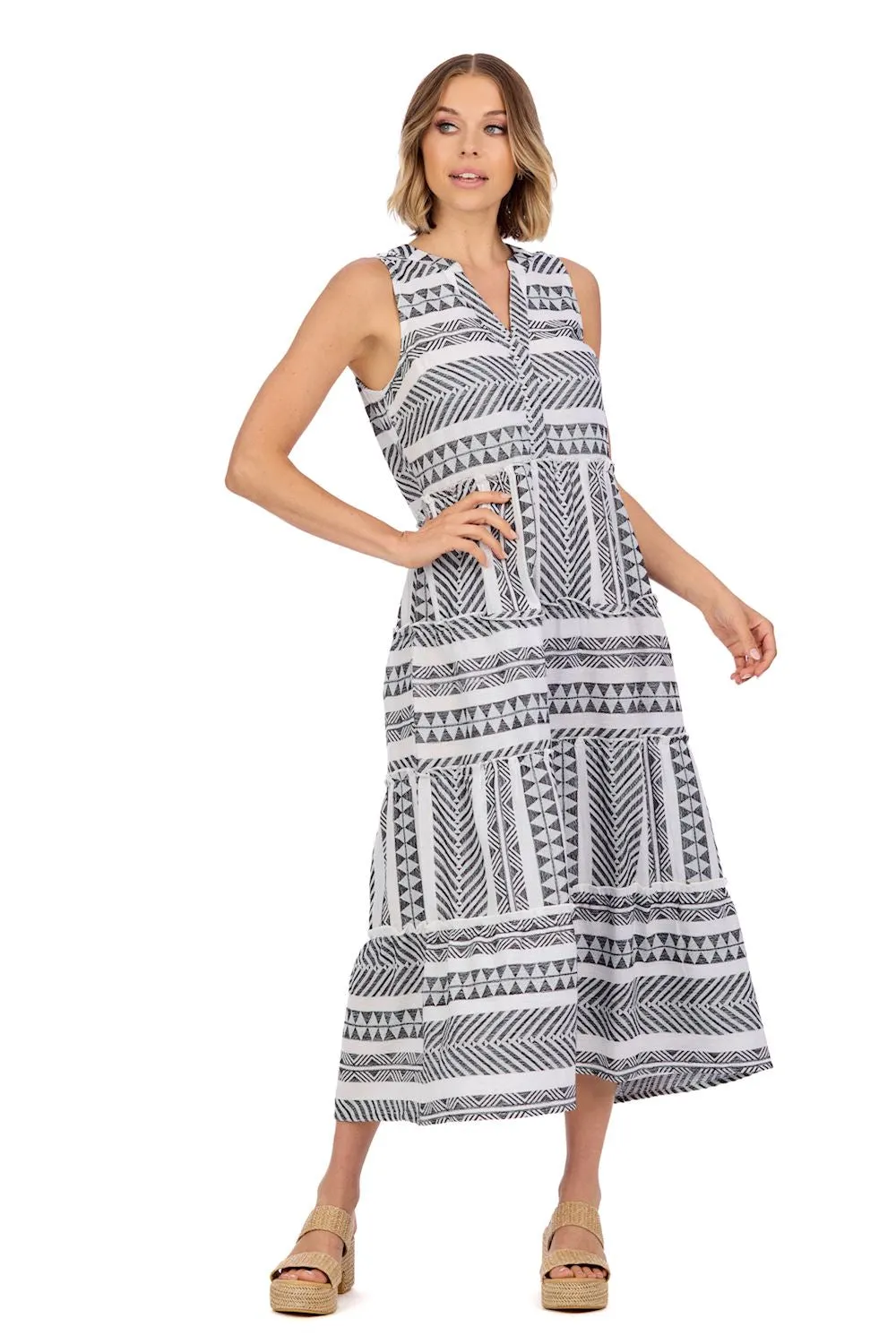 Burke Jacquard Midi Dress • Black & White