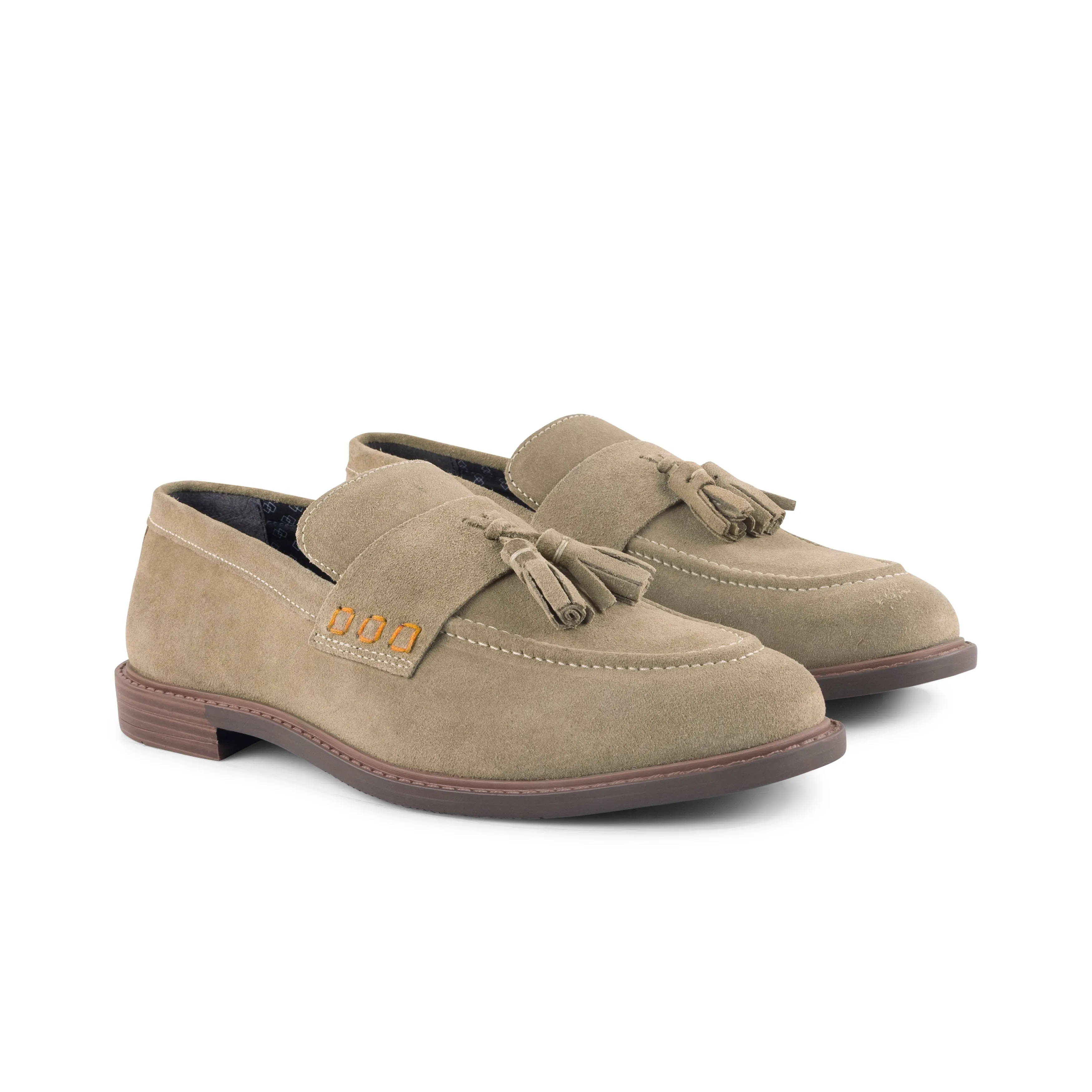 Charleston Suede Leather Tassel Loafer - Sand