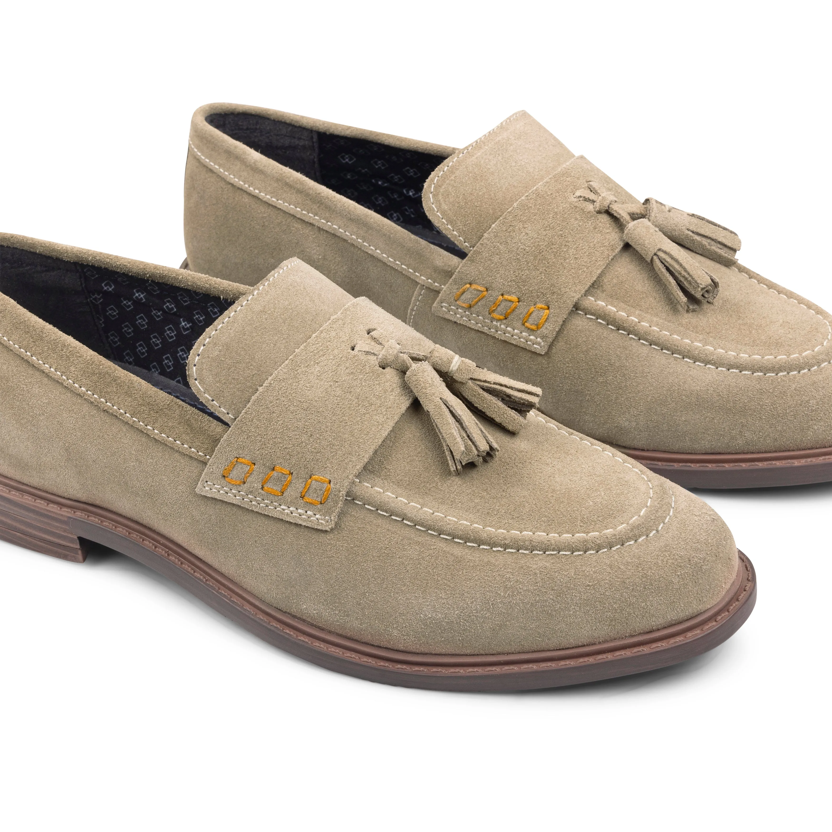 Charleston Suede Leather Tassel Loafer - Sand