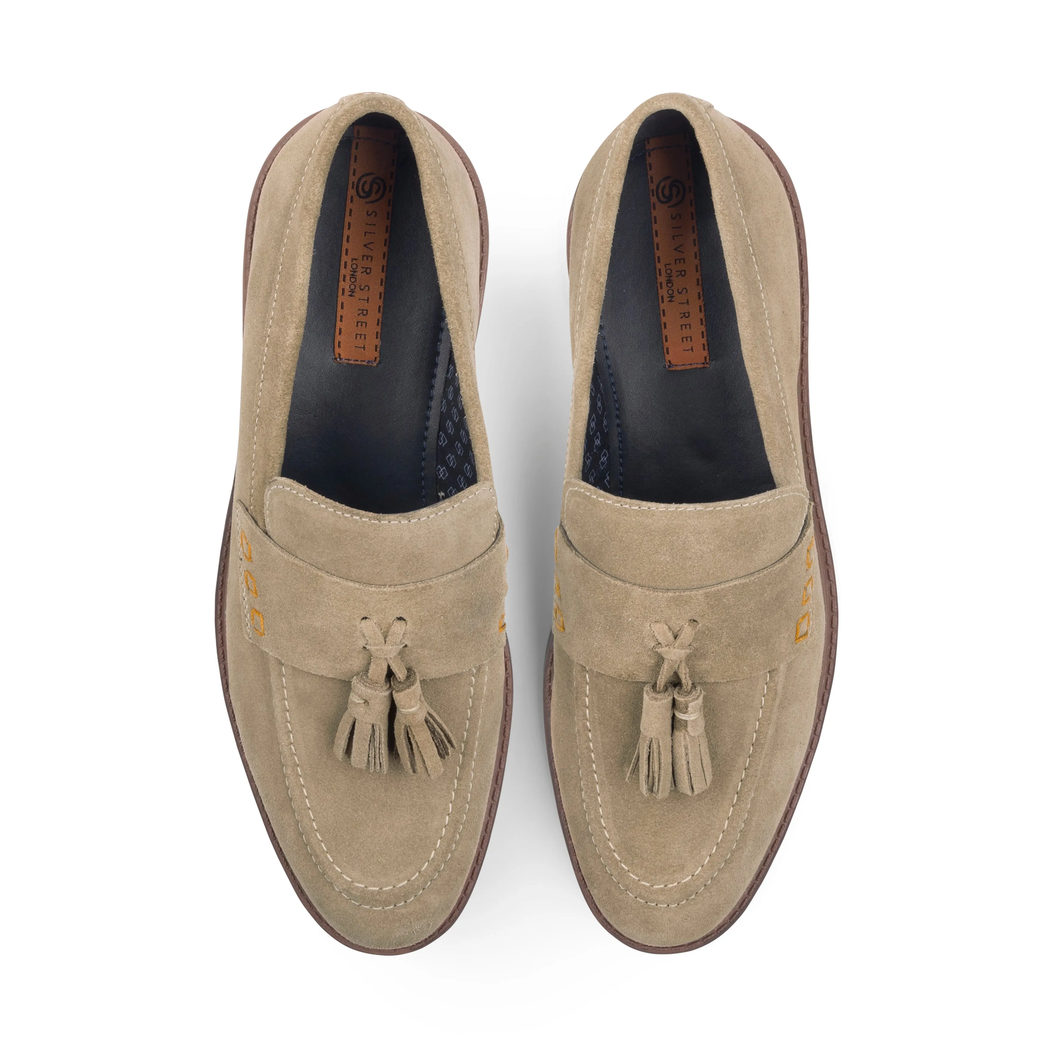 Charleston Suede Leather Tassel Loafer - Sand