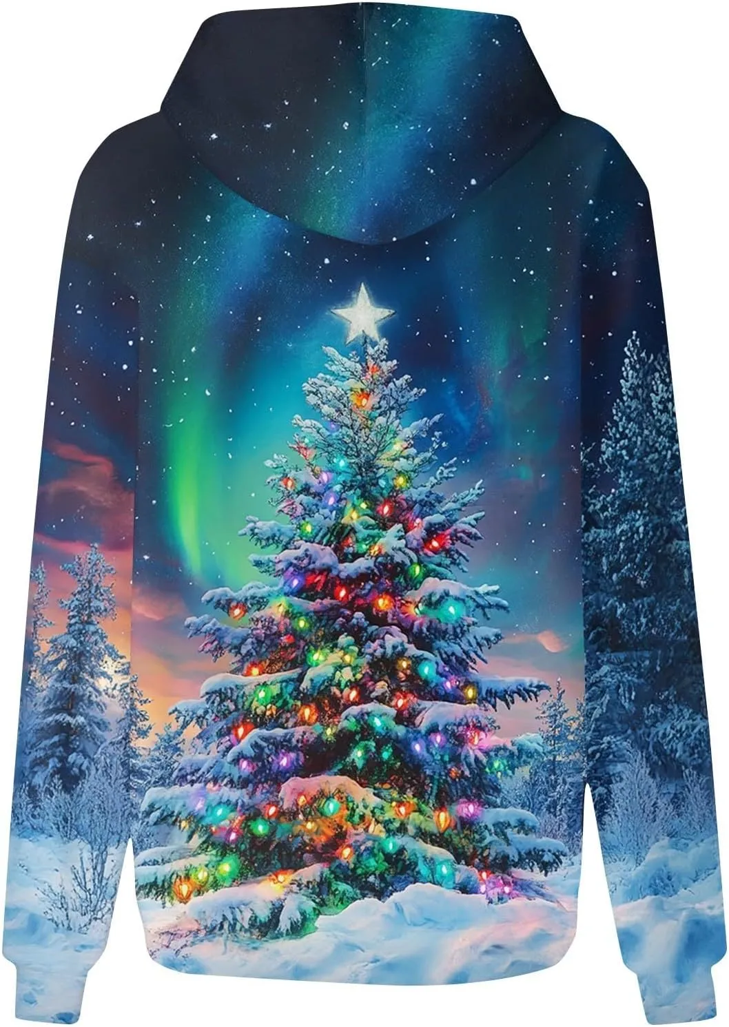 Christmas Sweatshirts For Women Trendy Oversized Hoodies Drawstring Long Sleeve Christmas Graphic Hoodies Lightweight