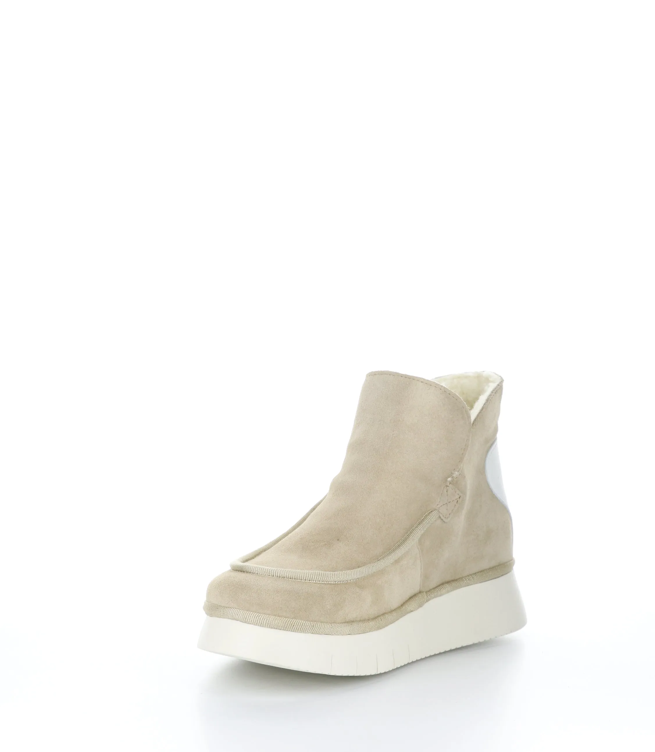 COZE348FLY Creme Round Toe Ankle Boots|COZE348FLY Bottines �� Bout Rond in Blanc