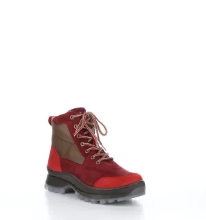 DACKS Red/Sangria/Tan Round Toe Ankle Boots|DACKS Bottines �� Bout Rond in Rouge