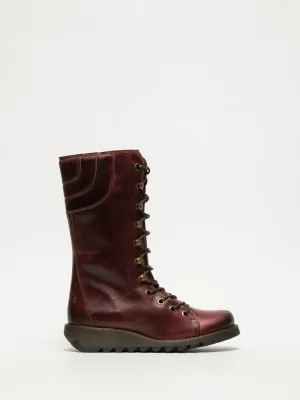 DarkRed Lace-up Boots
