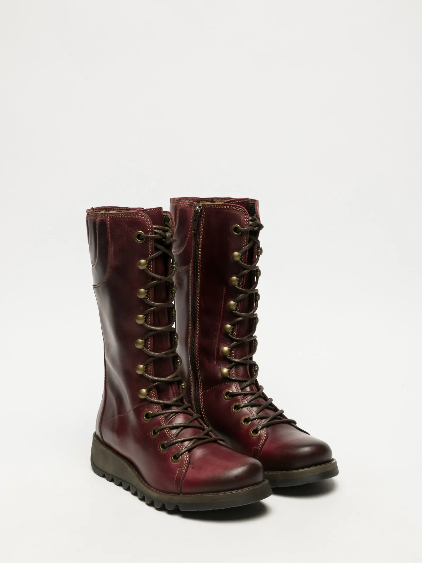 DarkRed Lace-up Boots