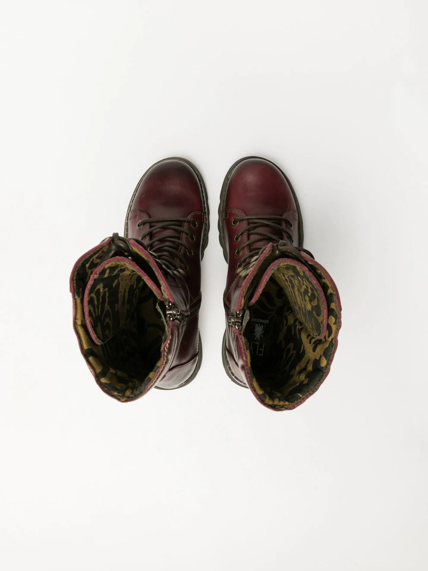 DarkRed Lace-up Boots