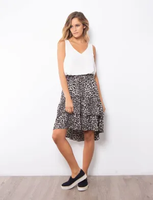 Demi Ruffle Skirt || Leopard Print