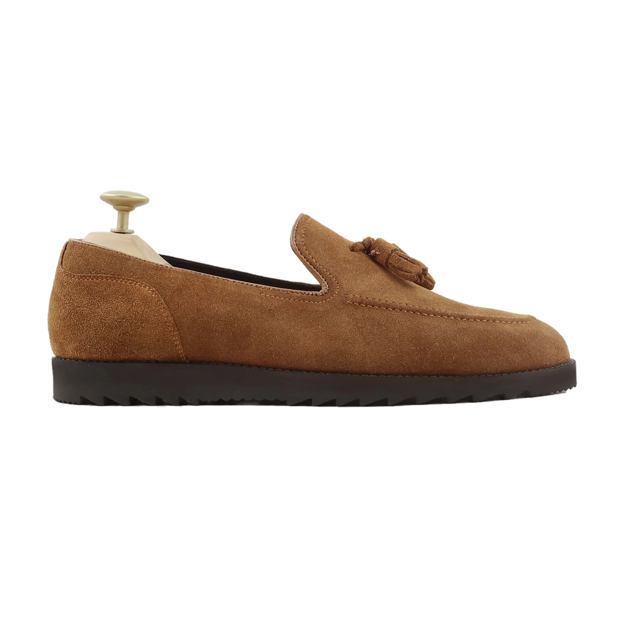 Evelin - Men's Cognac Kid Suede Loafer