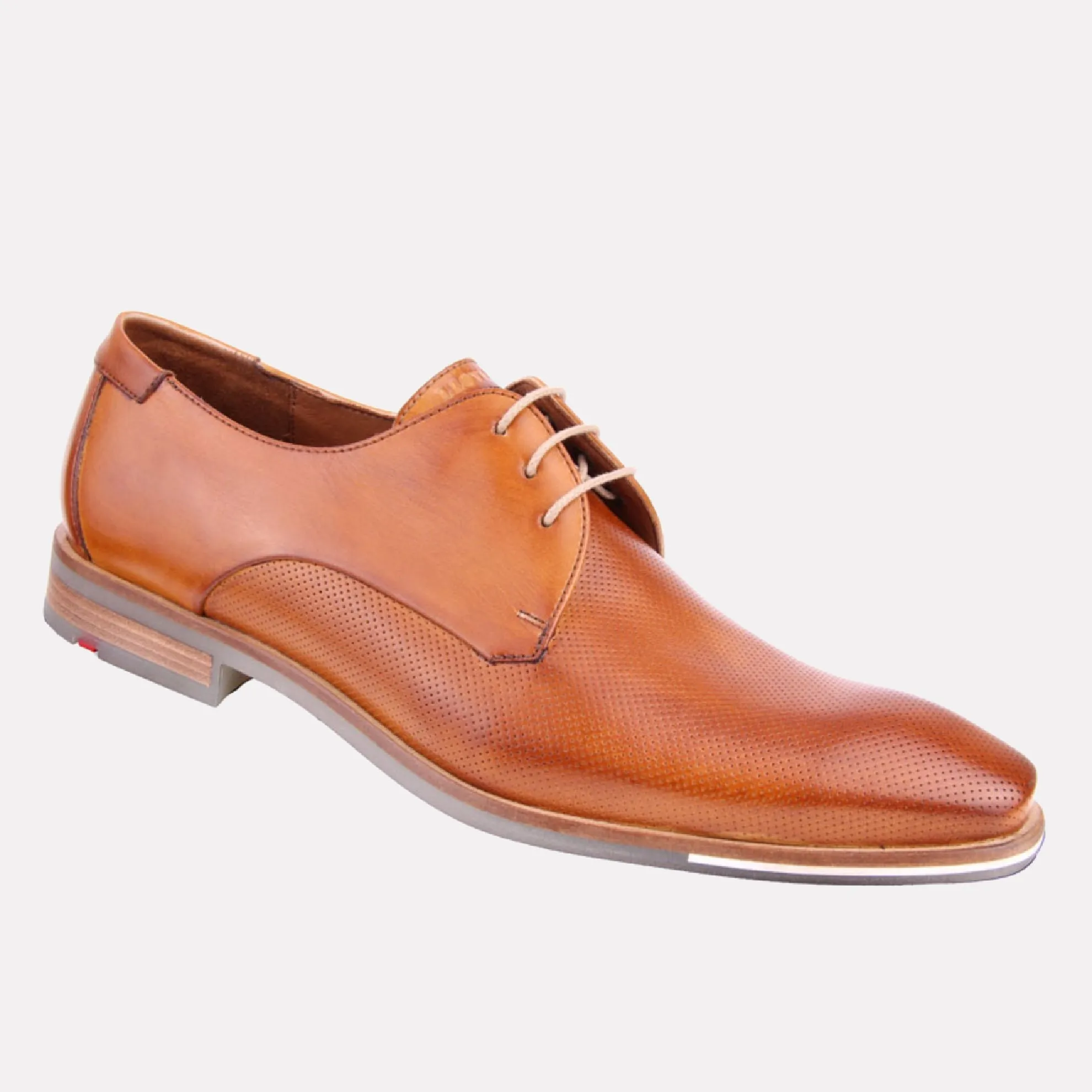 Felton Embossed Leather Chisel-Toe Derby / Brandy