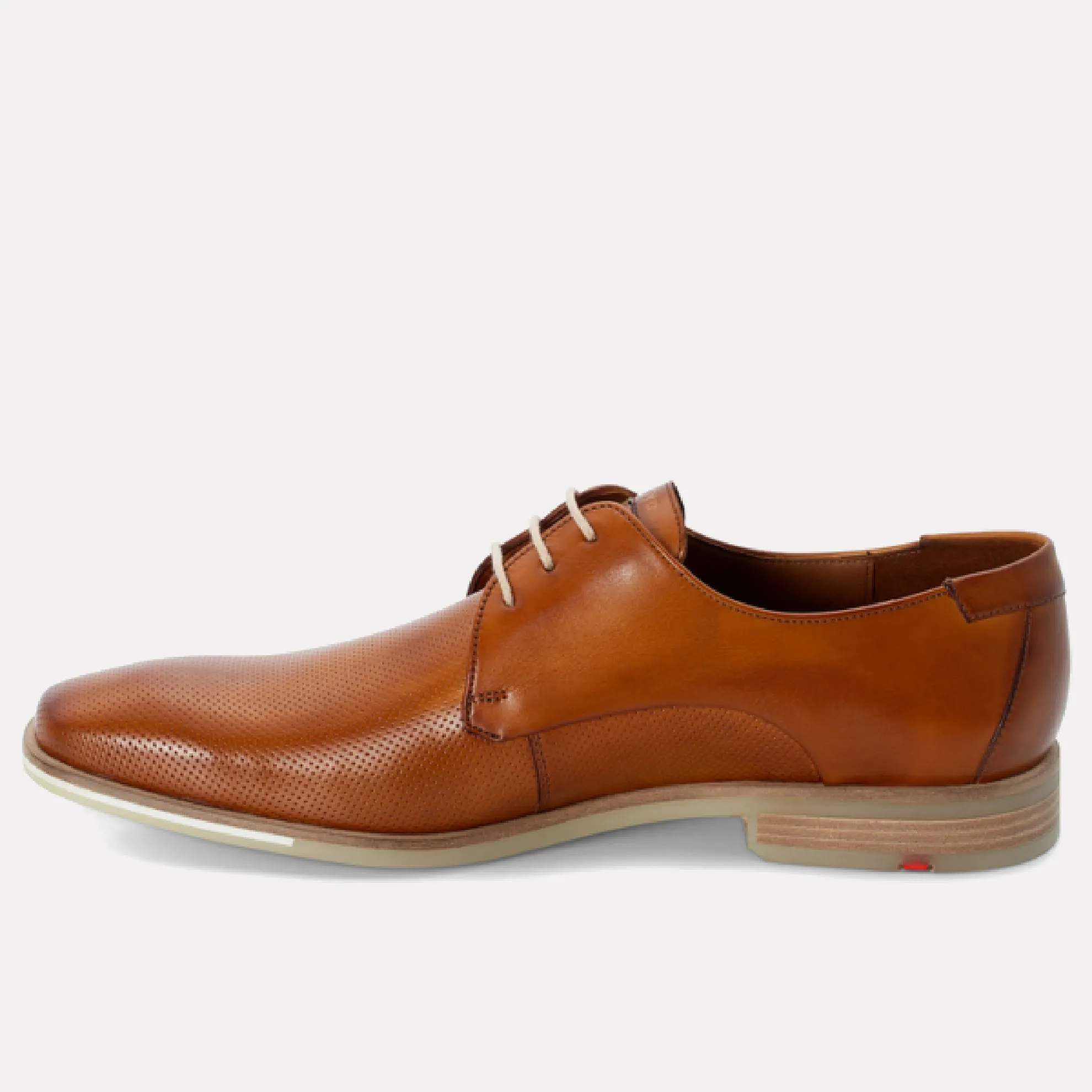 Felton Embossed Leather Chisel-Toe Derby / Brandy