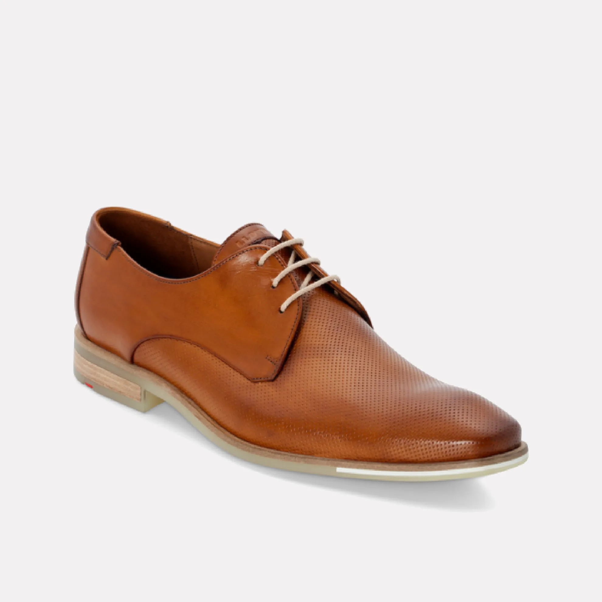 Felton Embossed Leather Chisel-Toe Derby / Brandy