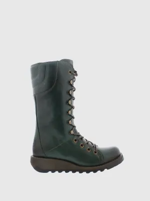 Green Lace-up Boots