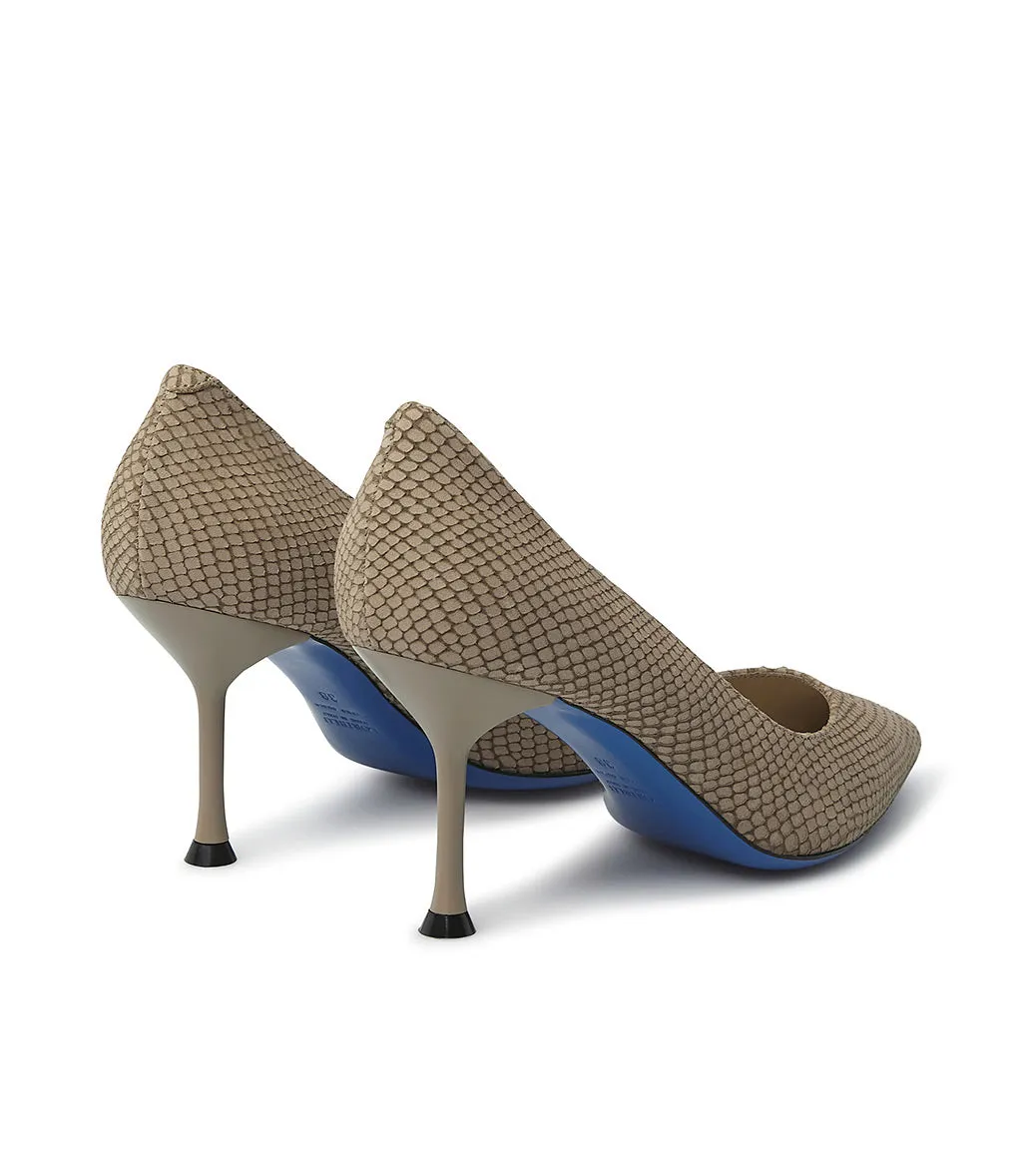 Hazelnut embossed nubuck pumps