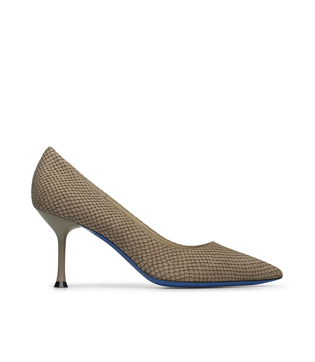 Hazelnut embossed nubuck pumps