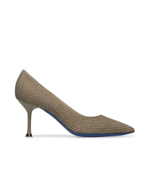 Hazelnut embossed nubuck pumps