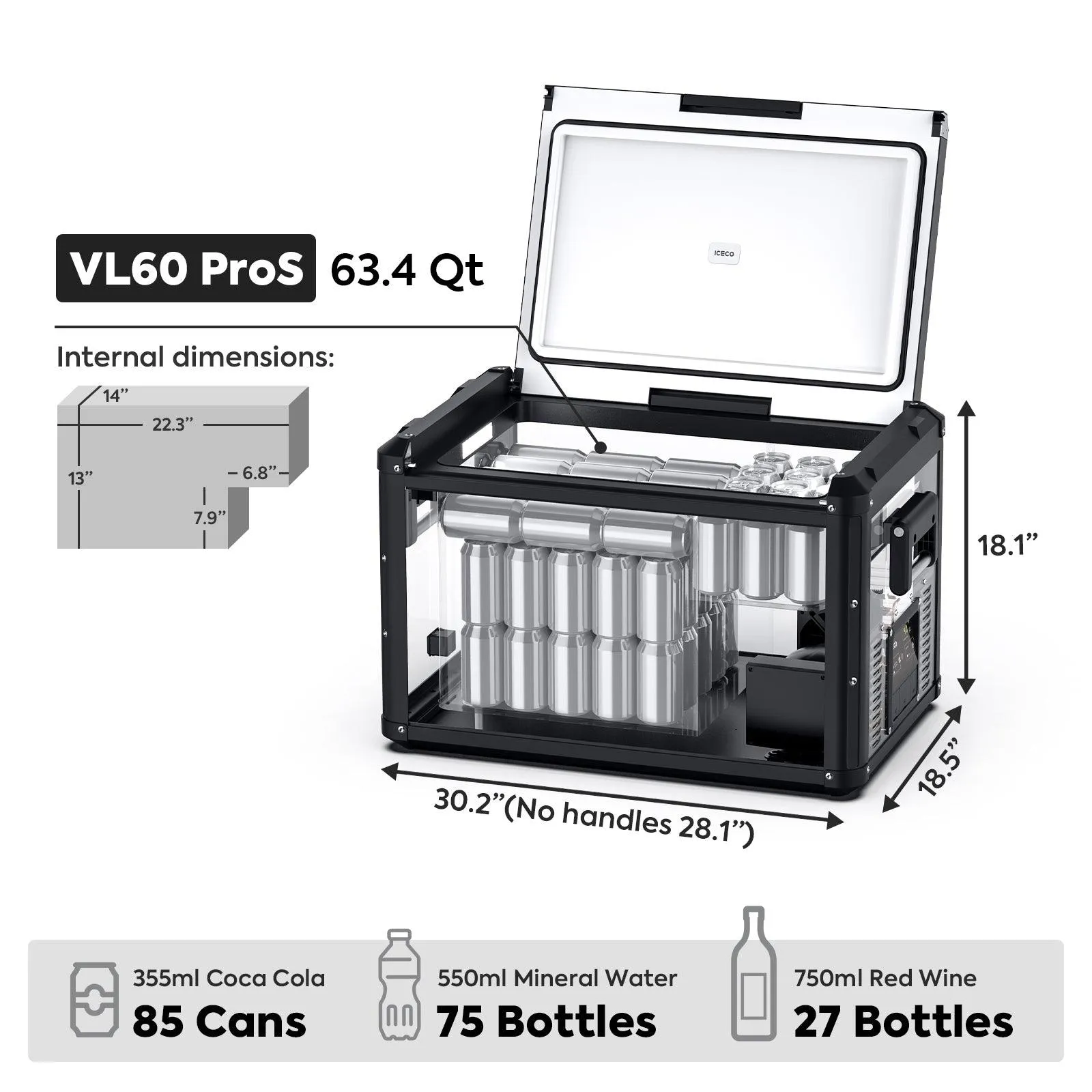 ICECO VL60ProS Single Zone Portable Fridge Electric Cooler 63.4QT