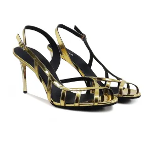 Lily - Women's Golden High Shine Strapped Heels