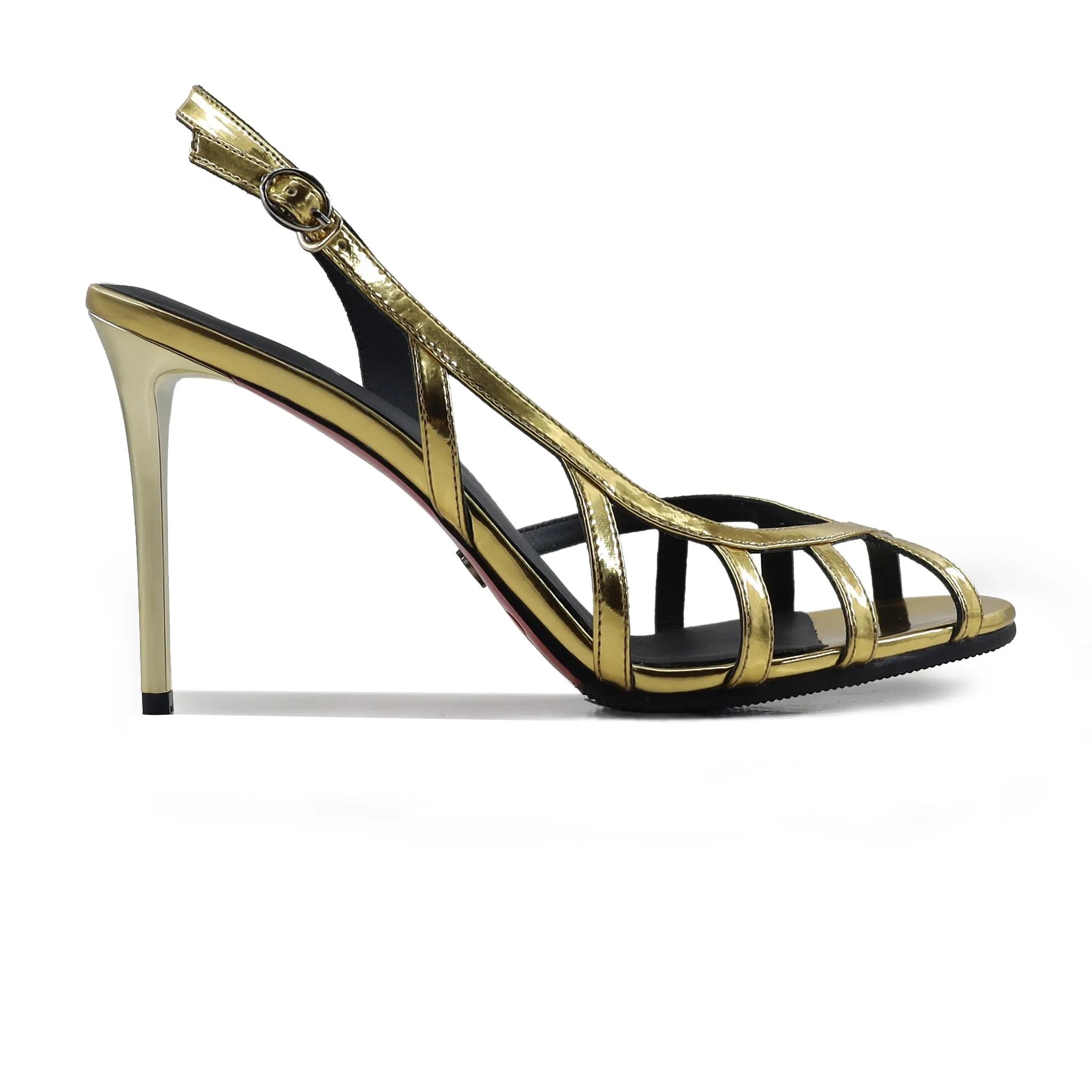 Lily - Women's Golden High Shine Strapped Heels