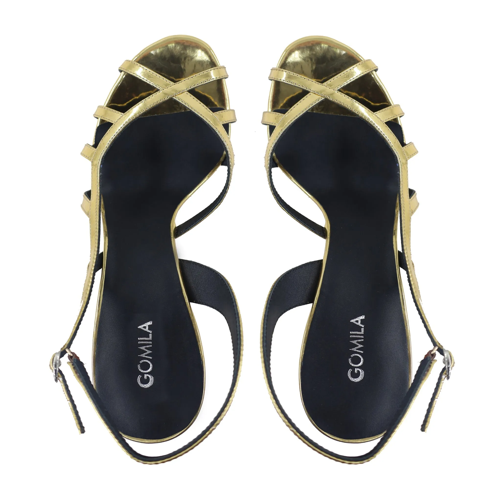 Lily - Women's Golden High Shine Strapped Heels