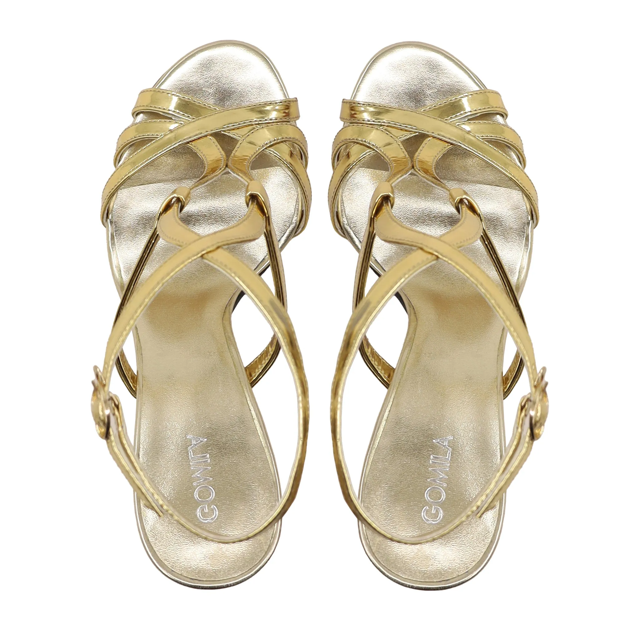 Luana - Women's Golden High Shine Strapped Heels