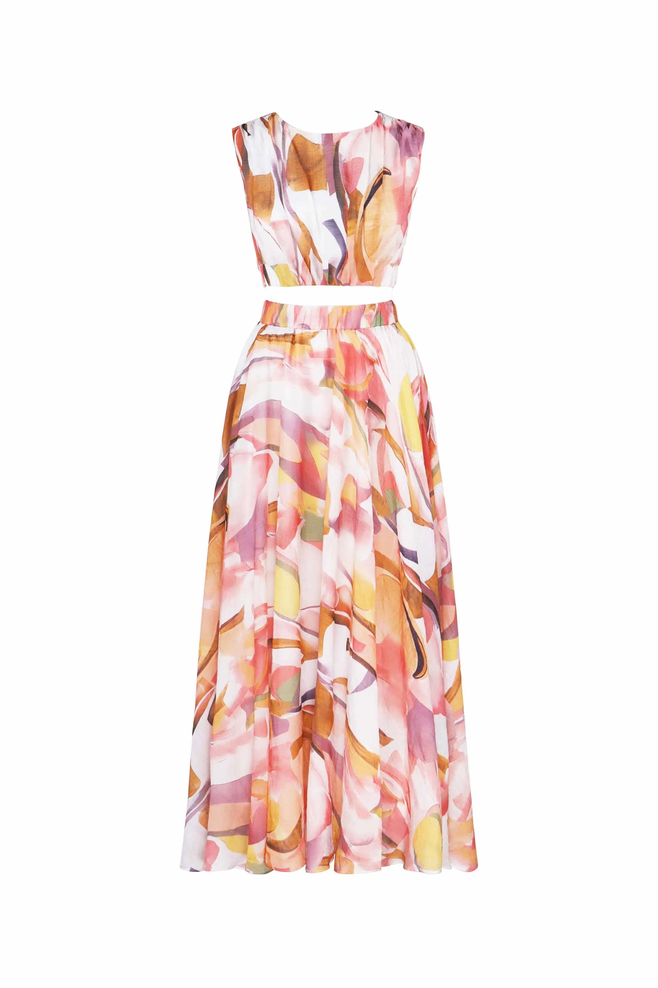 Lucia Two Piece Print Set - Top & Maxi Skirt