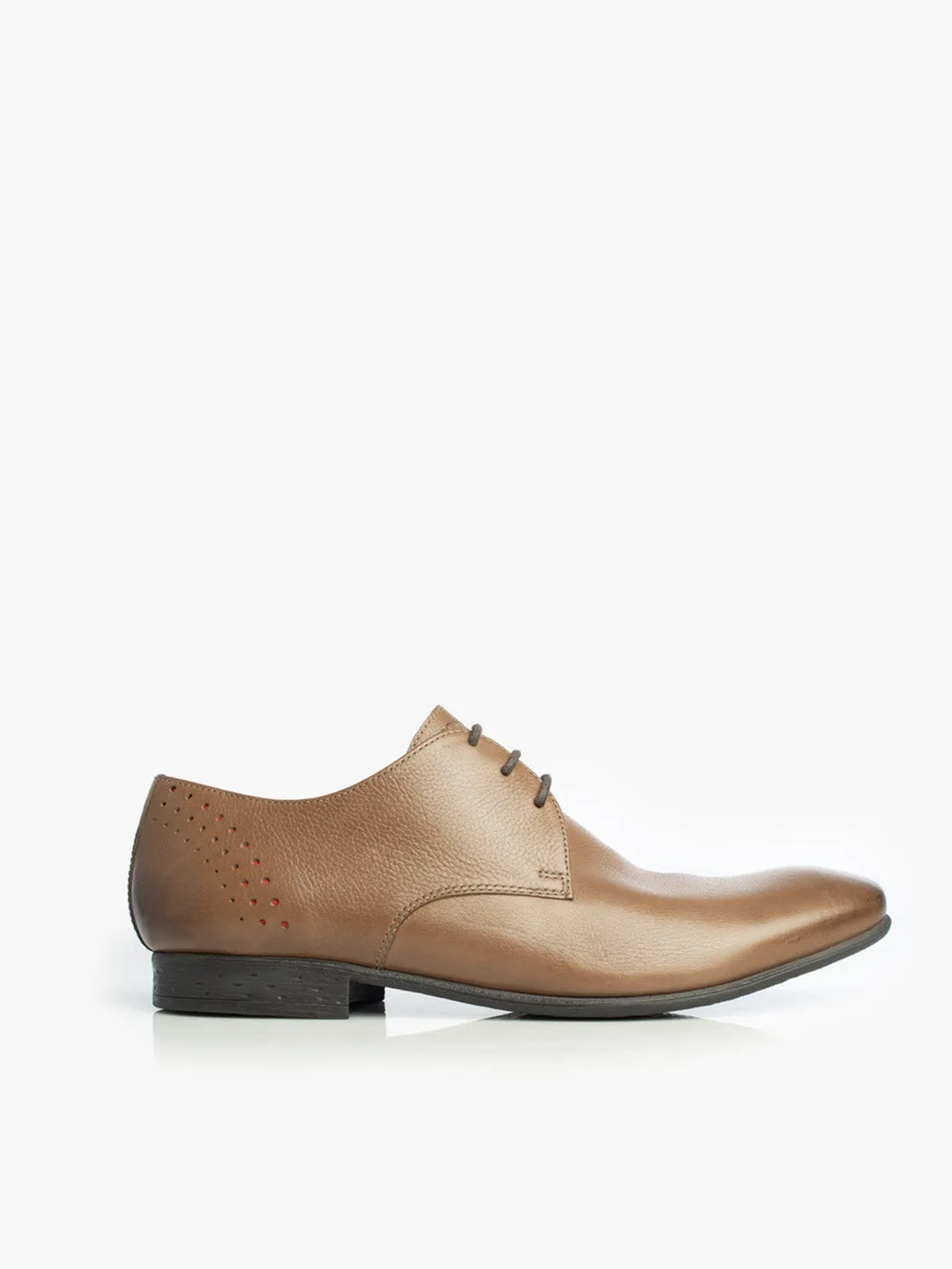 Men Beige Solid Derby Formal Shoes