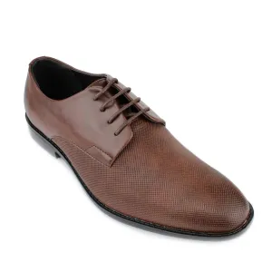 Men's Embossed Derby Shoes- Café