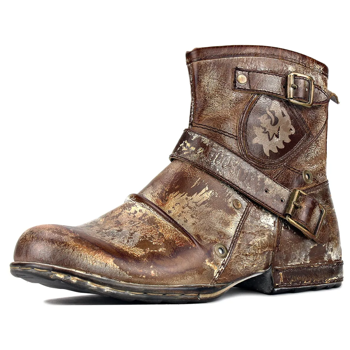 Men's Leathe Ankle Boots-CaramelBrown