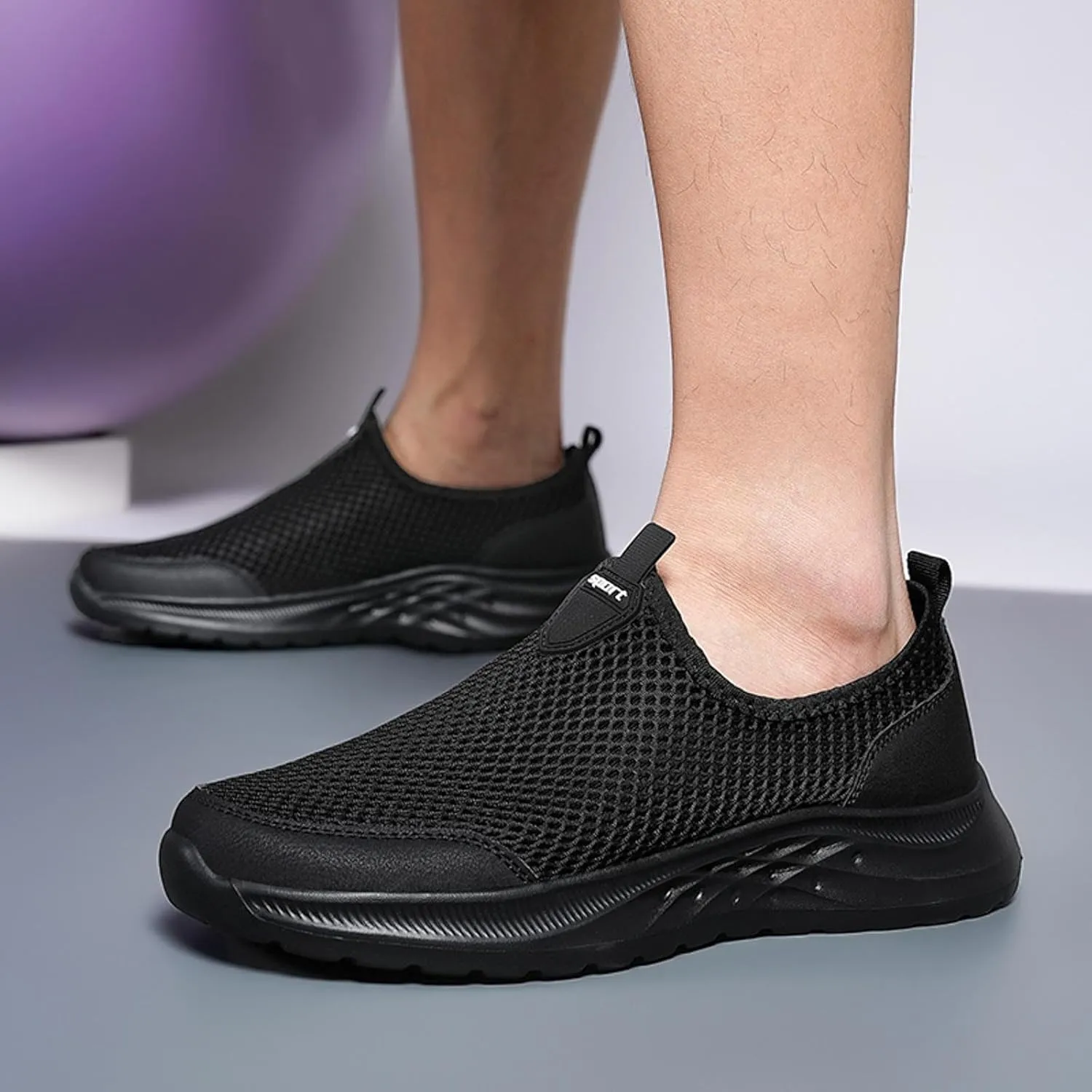Men's Lightweight Non Slip Barefoot Shoes Outdoor Athletic Slip-On Hiking Shoe Convenient Elderly Slip on Shoes