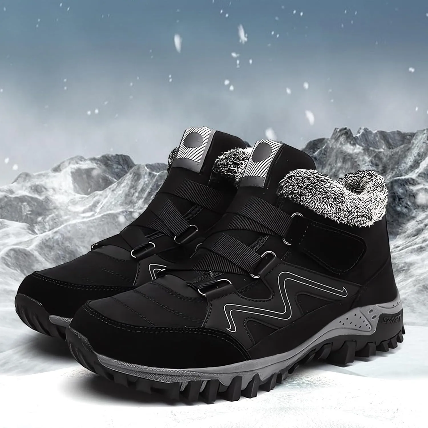 Men's Work Boots Soft Toe Hiking Sneakers Comfortable Warm Safety Shoes for Women Winter Wide Outdoor Shoes Slip on Loafers Hike Grounded Footwear