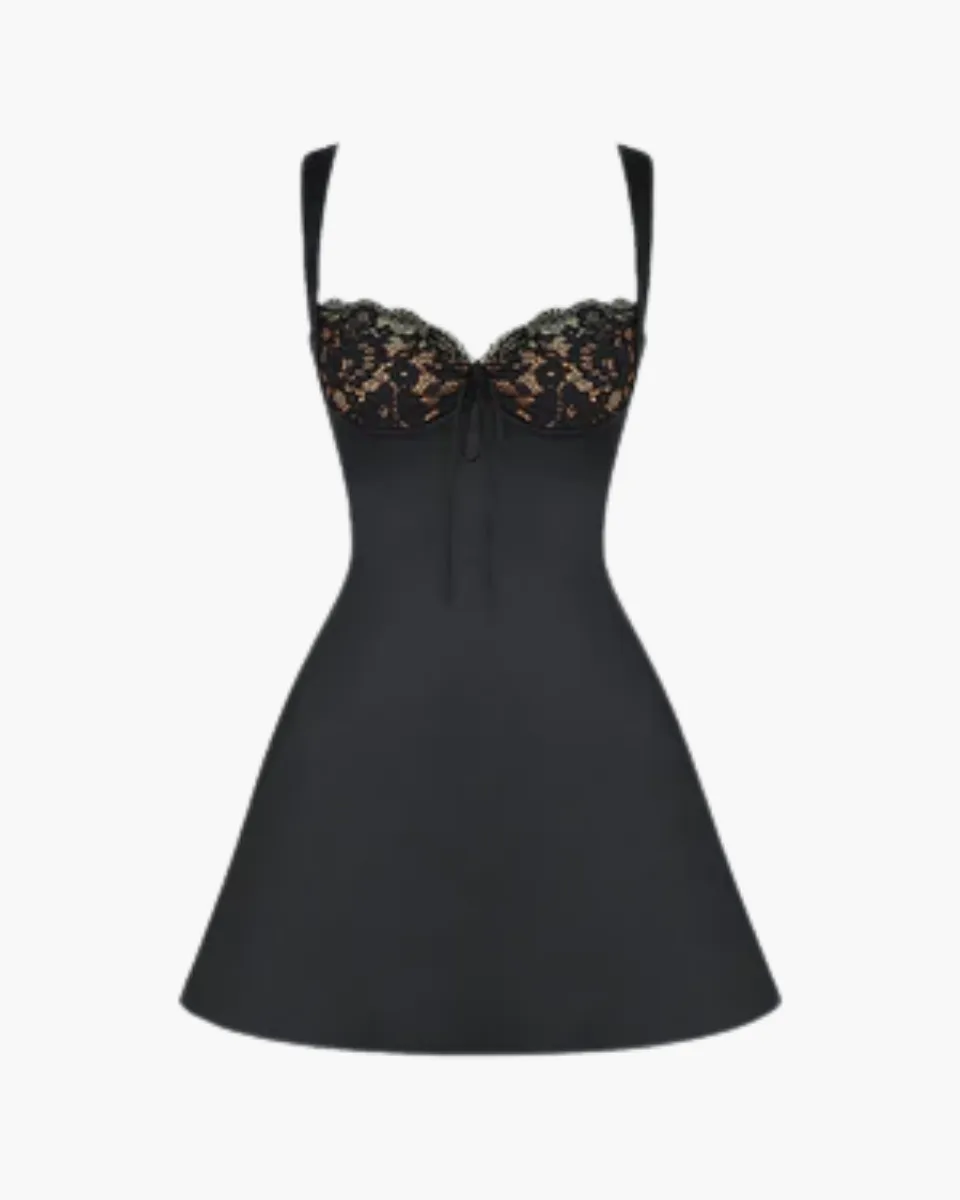 Ophéliane – Underwired lace cups – Satin mini dress