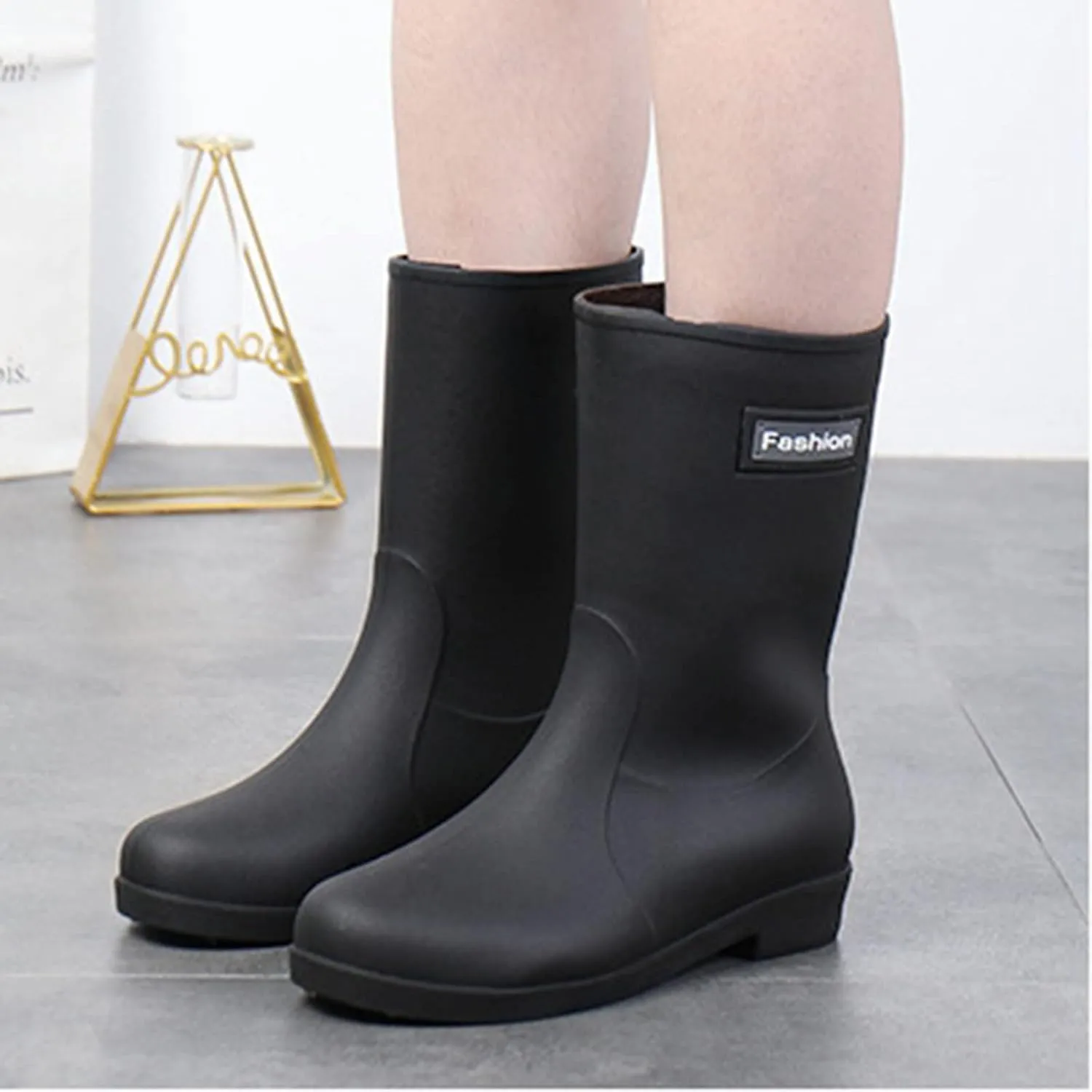 Rain Boots Women Tall Waterproof Mens Grounded Footwear Booties To Wear with Dresses Casual Barefoot Shoes Women's Mid Calf Rain Boots Printed Waterproof Chelsea Boots
