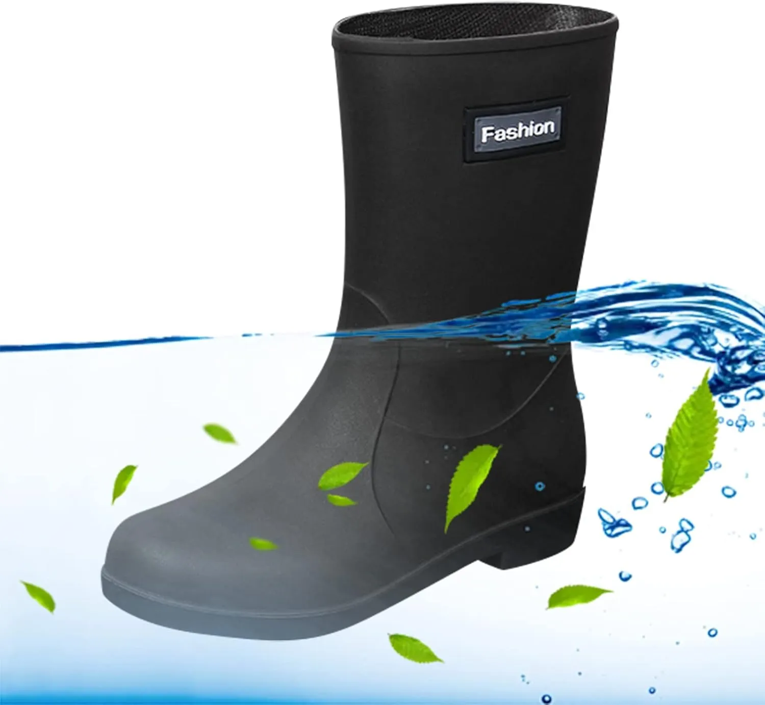 Rain Boots Women Tall Waterproof Mens Grounded Footwear Booties To Wear with Dresses Casual Barefoot Shoes Women's Mid Calf Rain Boots Printed Waterproof Chelsea Boots