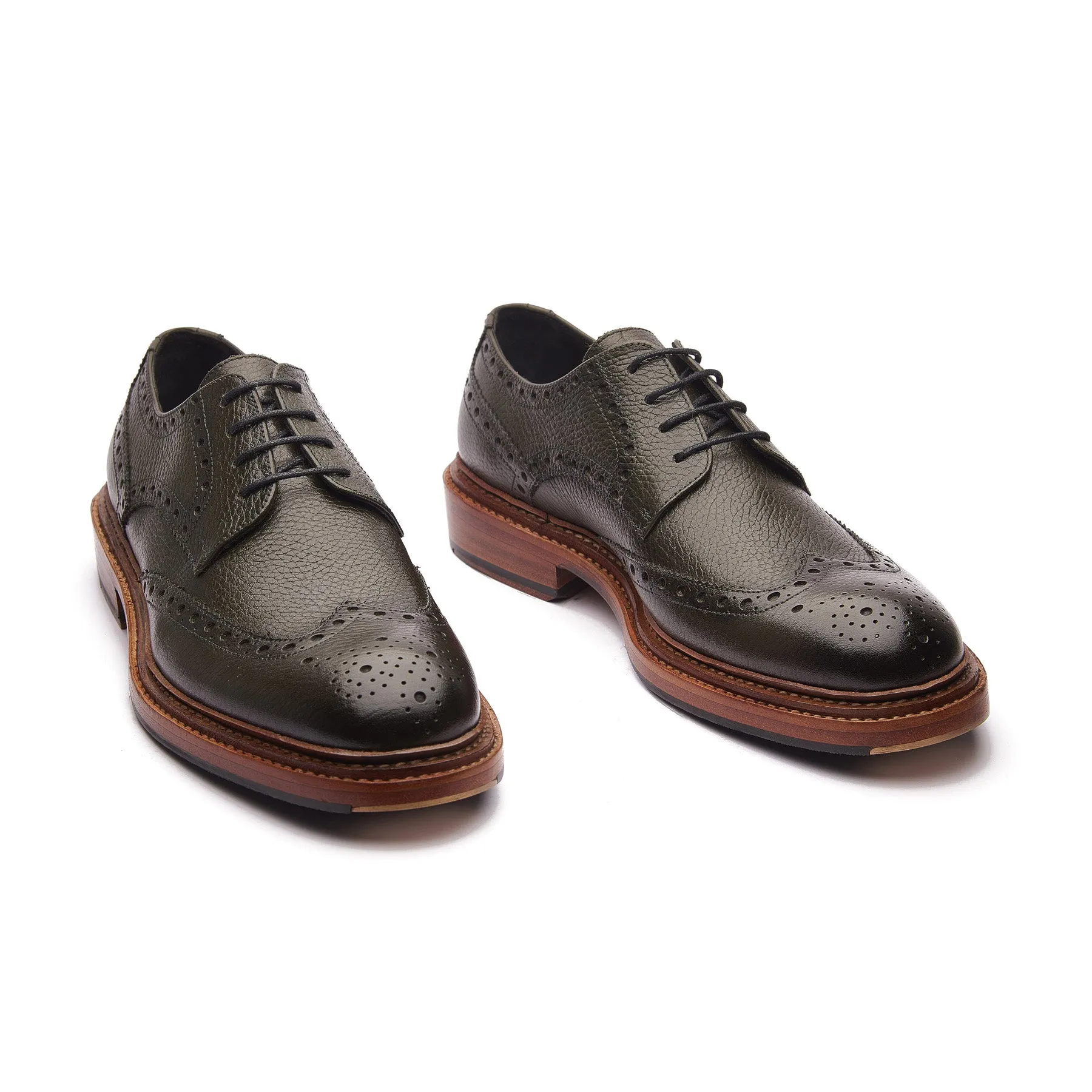 Rudolph-X, Wingtip Derby - Green Milled Grain | New Age