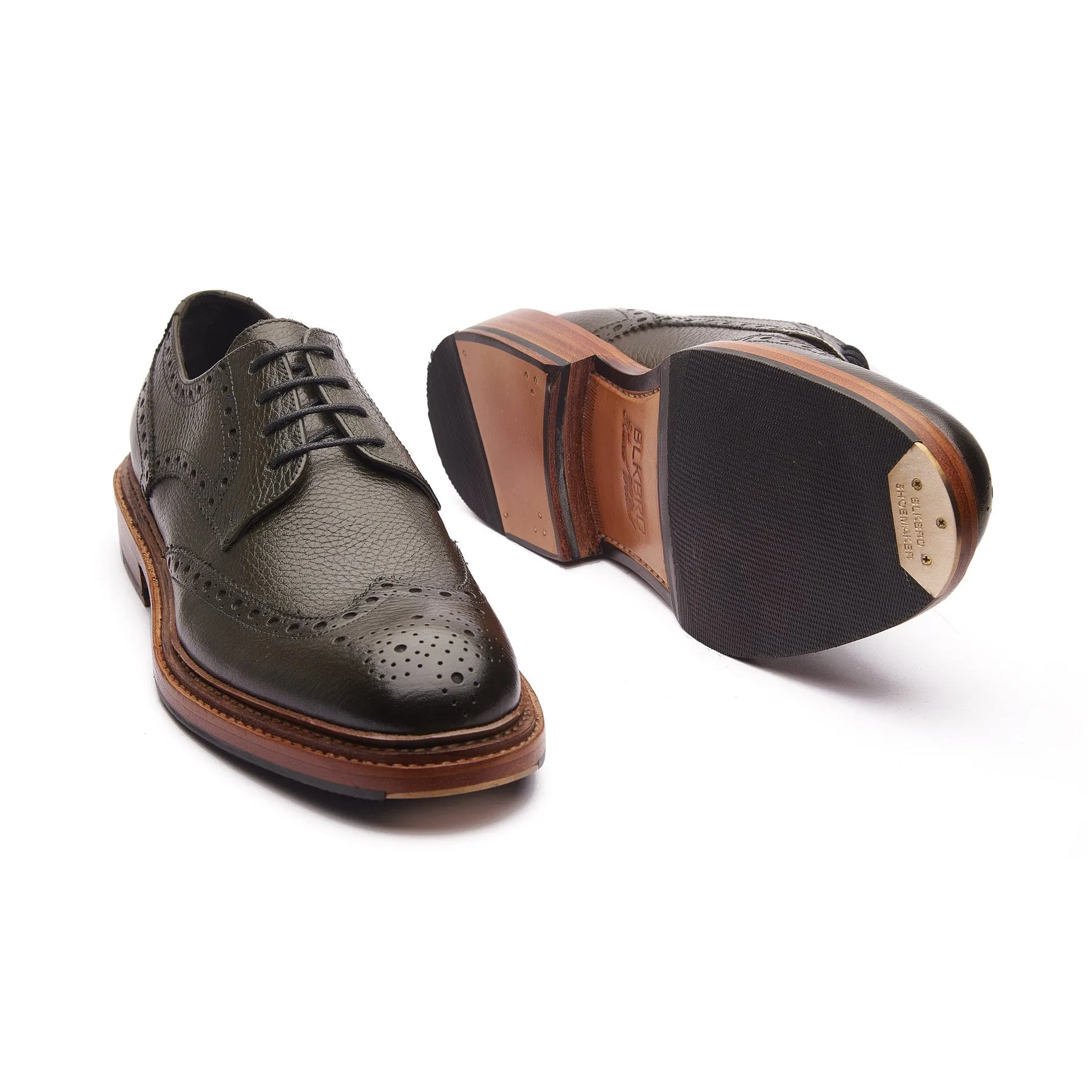 Rudolph-X, Wingtip Derby - Green Milled Grain | New Age