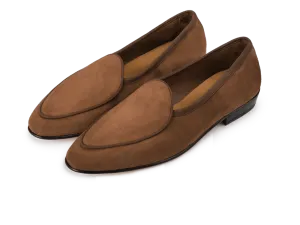 Sagan Classic Loafers in Moyen Brown Asteria Suede with Leather Sole