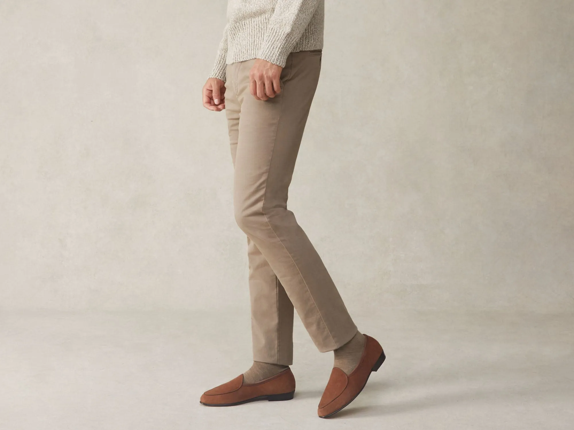 Sagan Classic Loafers in Moyen Brown Asteria Suede with Leather Sole