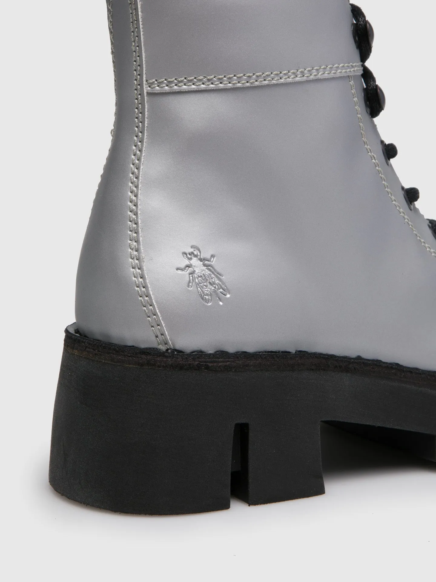 Silver Lace-up Ankle Boots