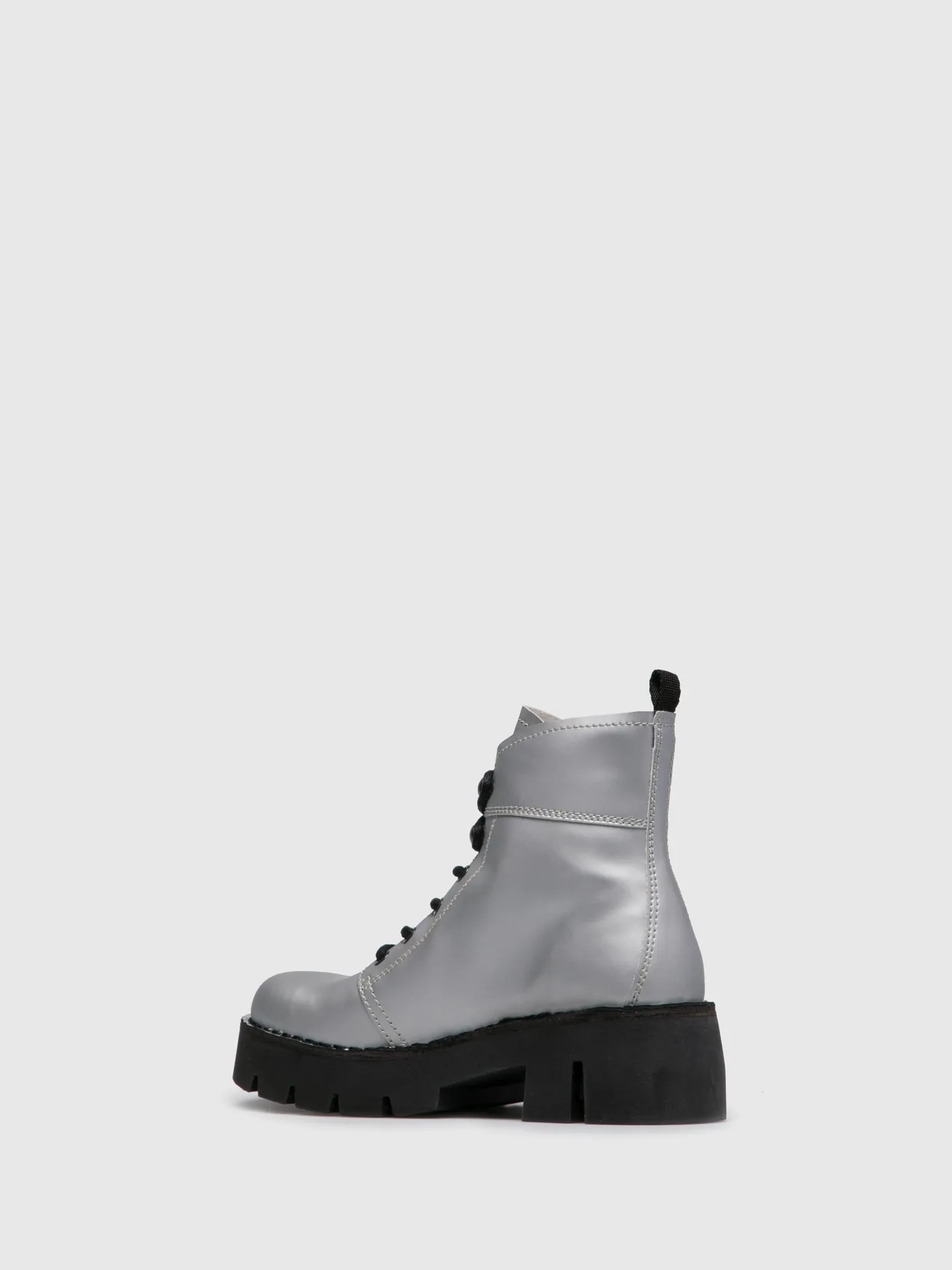 Silver Lace-up Ankle Boots