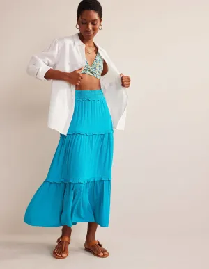 Smocked-Waist Holiday Skirt-Ultramarine