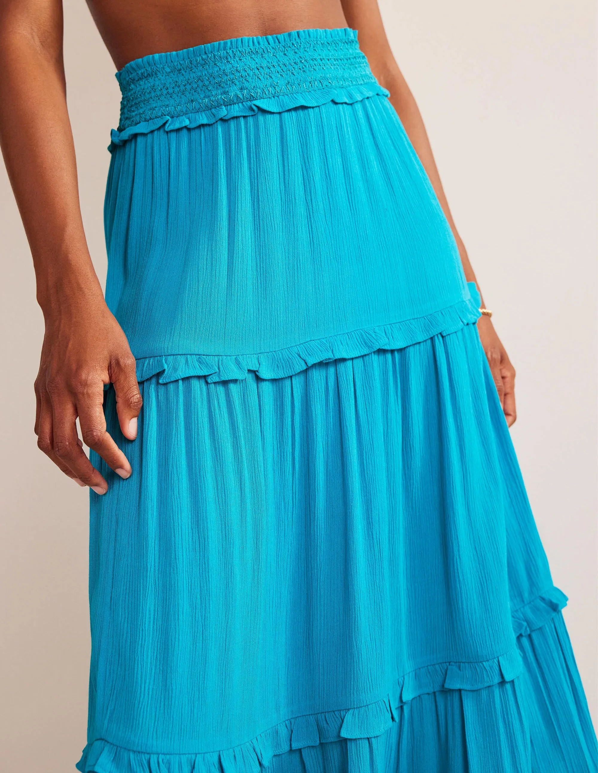 Smocked-Waist Holiday Skirt-Ultramarine